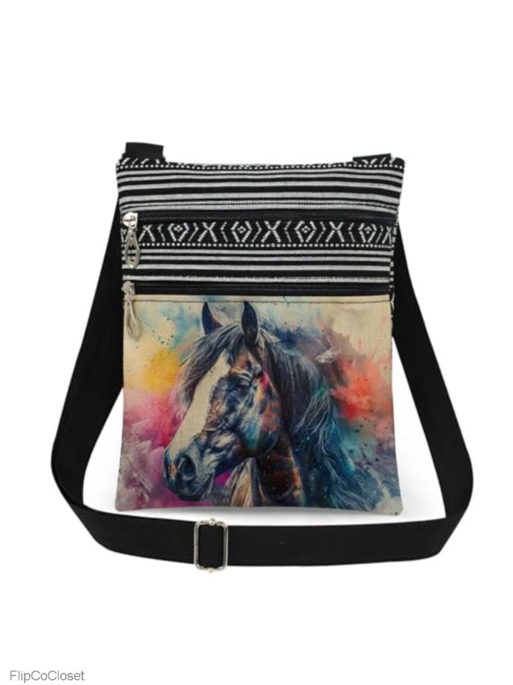 Horse Crossbody Bag Polyester Watercolor Horse Lover Gift Small Purse